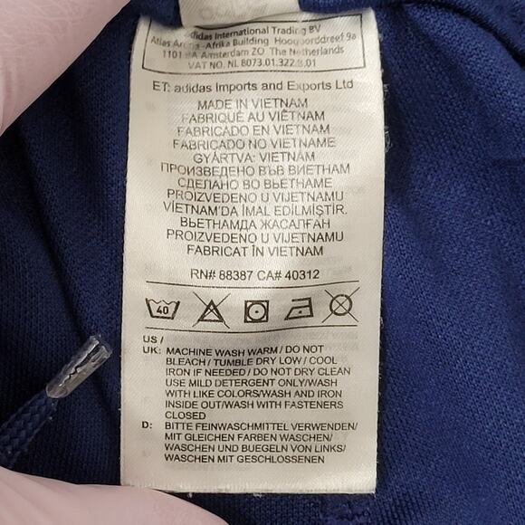 ADIDAS Track Pants M/L Blue White Trim Polyester Clima-Cool - Picture 14 of 16